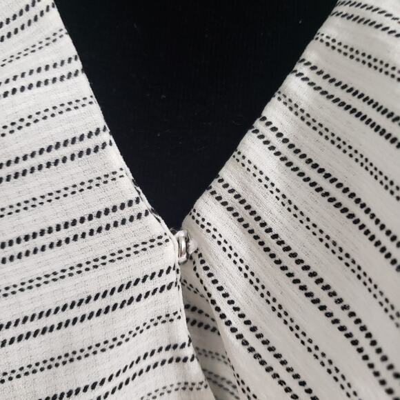 Asher by Fab'rik Zurich Tulip Sleeve Ruffled High Low Wrap Striped Dress Medium - Picture 9 of 12